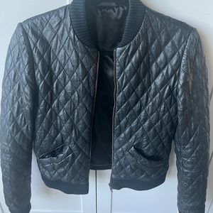 Nicole Miller Artelier 100% Lambskin Leather Bomber jacket
